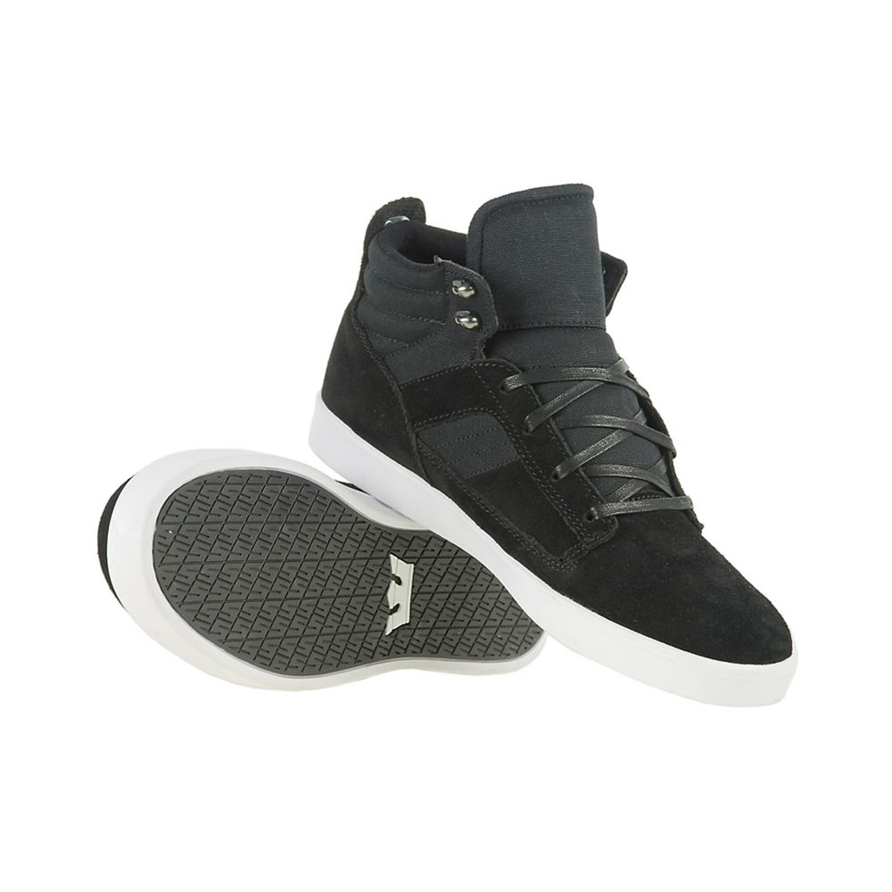 Chaussures de Skate Supra Bandit Mid Noir Black Suede Homme | LSV-78892690